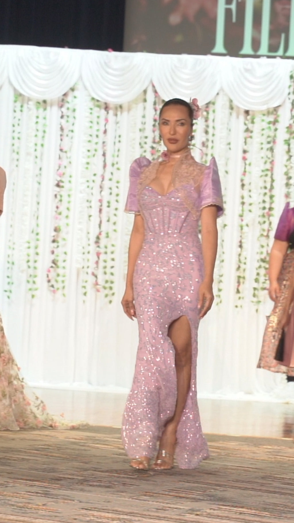 'Pia' Sequin Corset Sparkling Gown (Lilac Purple)