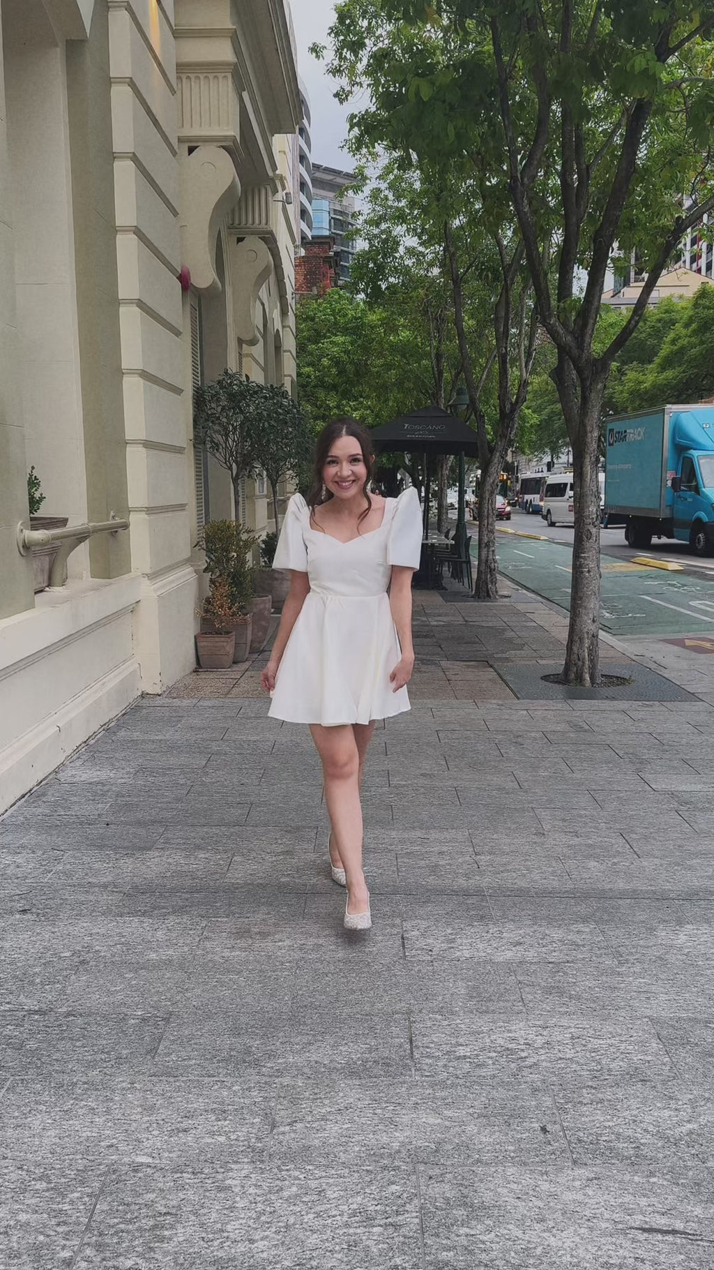 'Love' Mini Filipiniana Dress, Duchess Satin (Ivory White)