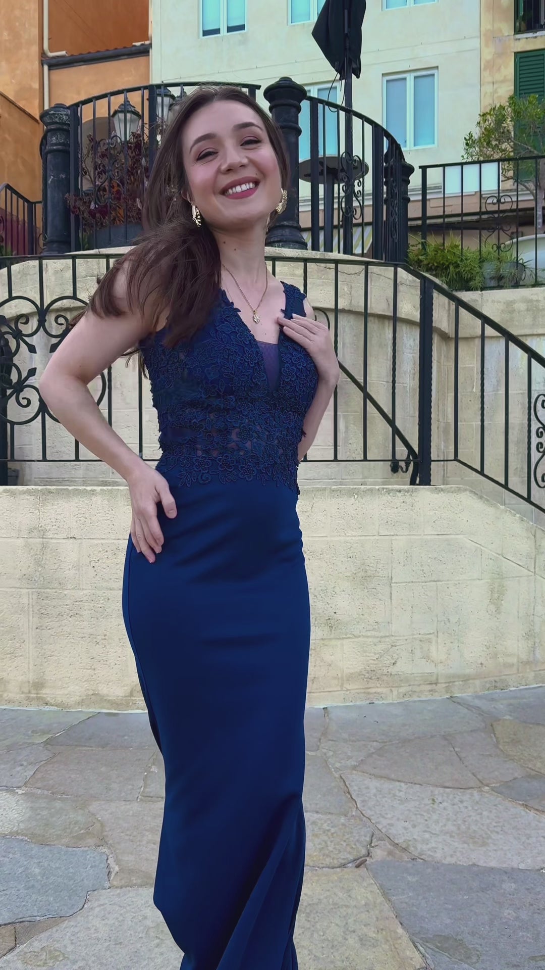 Florence Mestiza Dress (Navy)