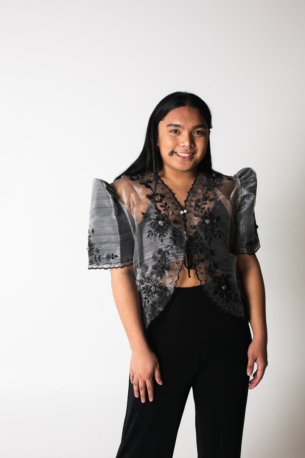 'Tating' Filipiniana Blazer (Grey)