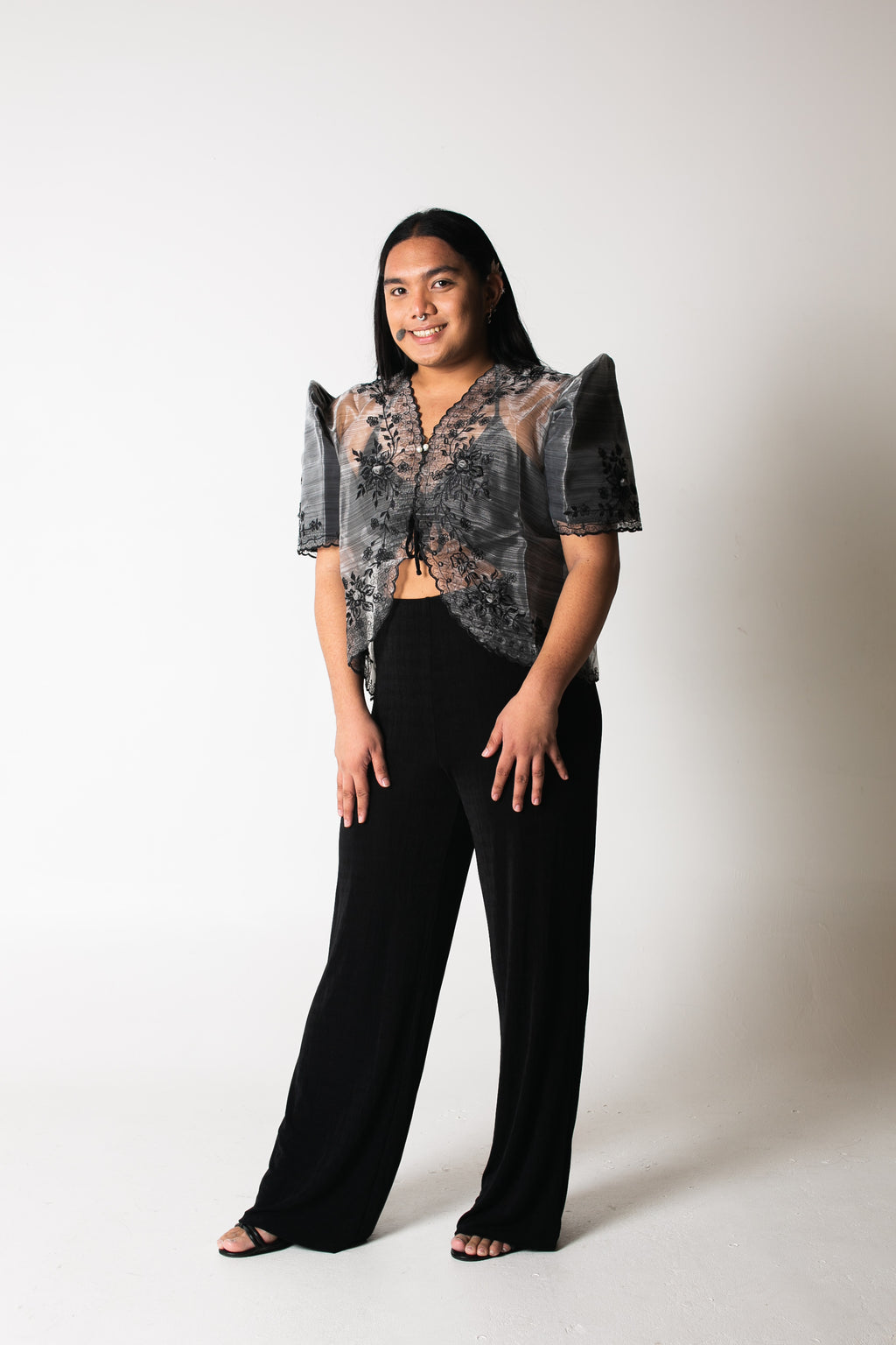 'Tating' Filipiniana Blazer (Grey)